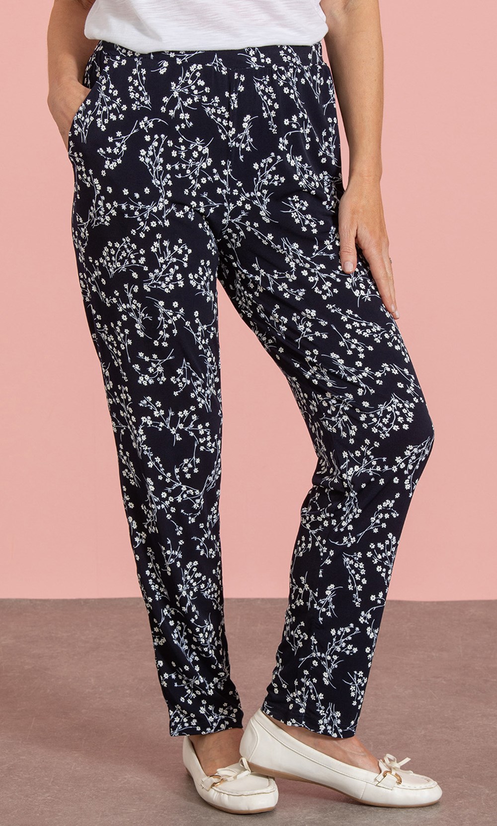 Anna Rose Textured Print Jersey Trousers