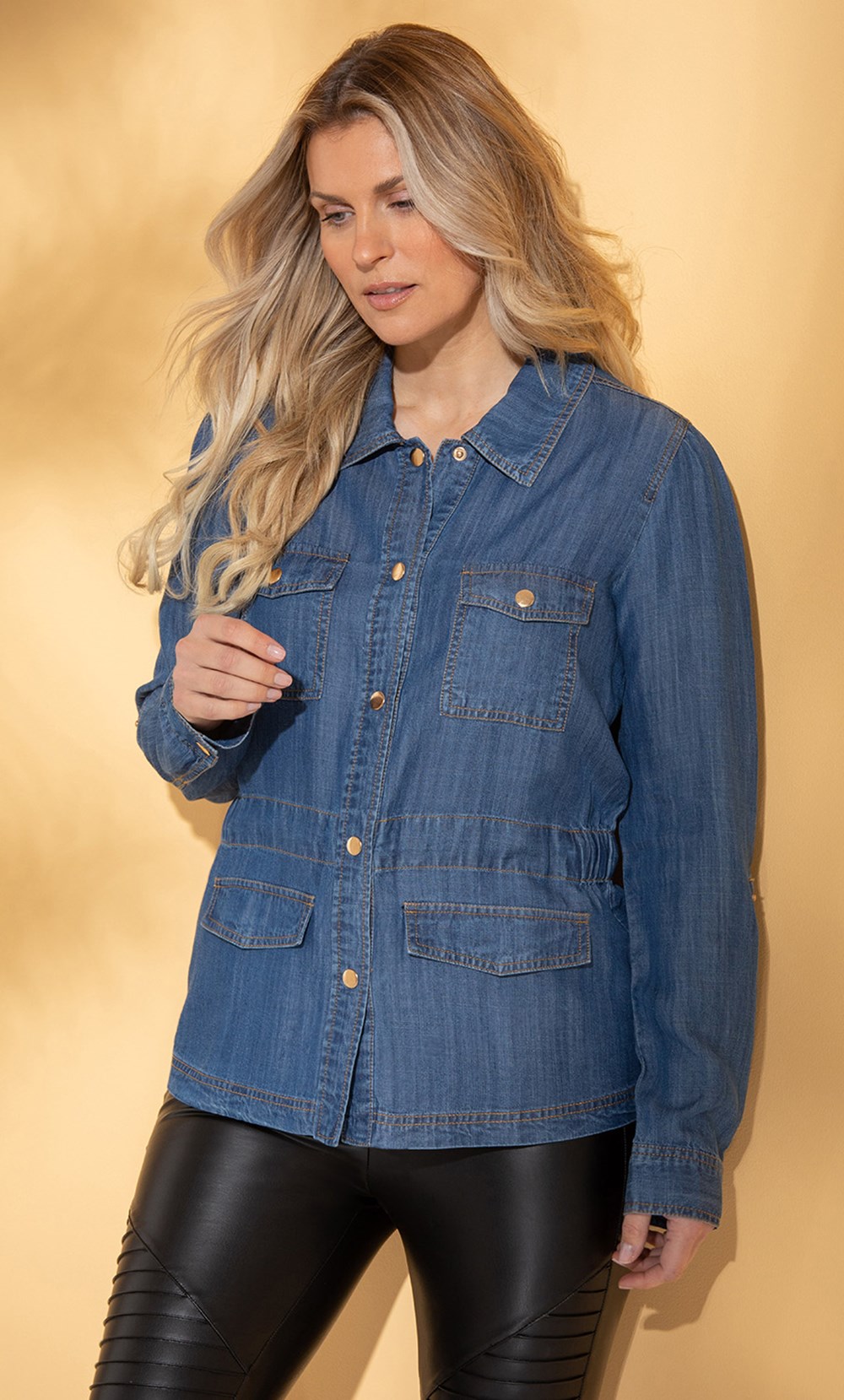 Brands - Klass Lightweight Roll Sleeve Denim Jacket Denim Blue Women’s