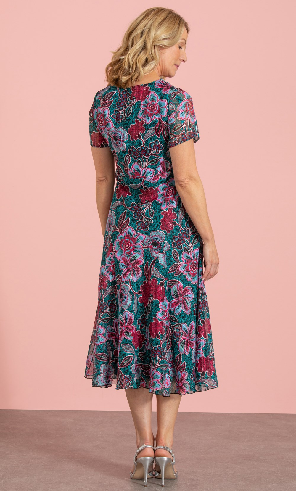 Anna Rose Floral Bias Cut Midi Dress