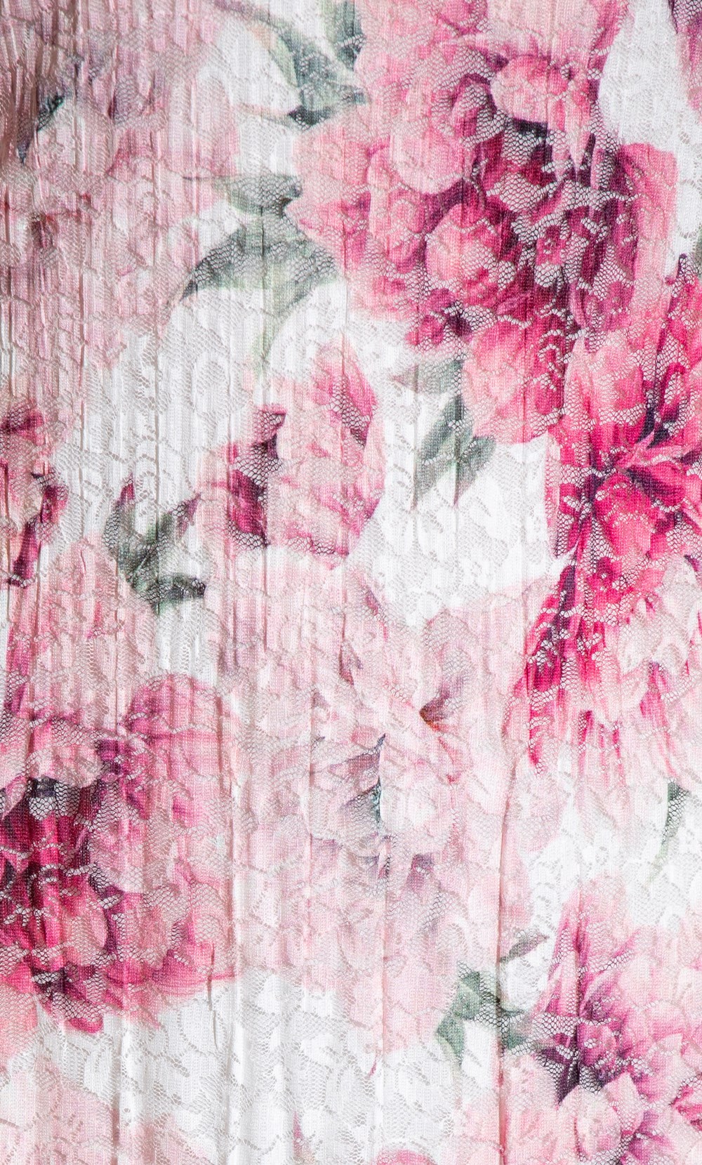 Bouquet Print Lace Pleated Midi Dress