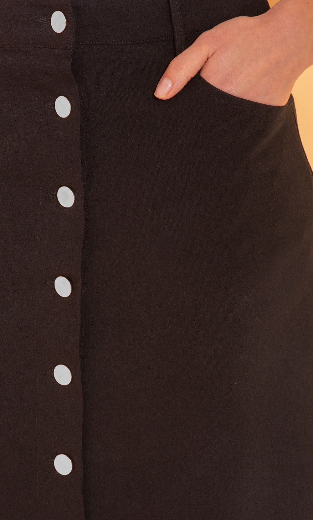 Button Front Stretch Skirt