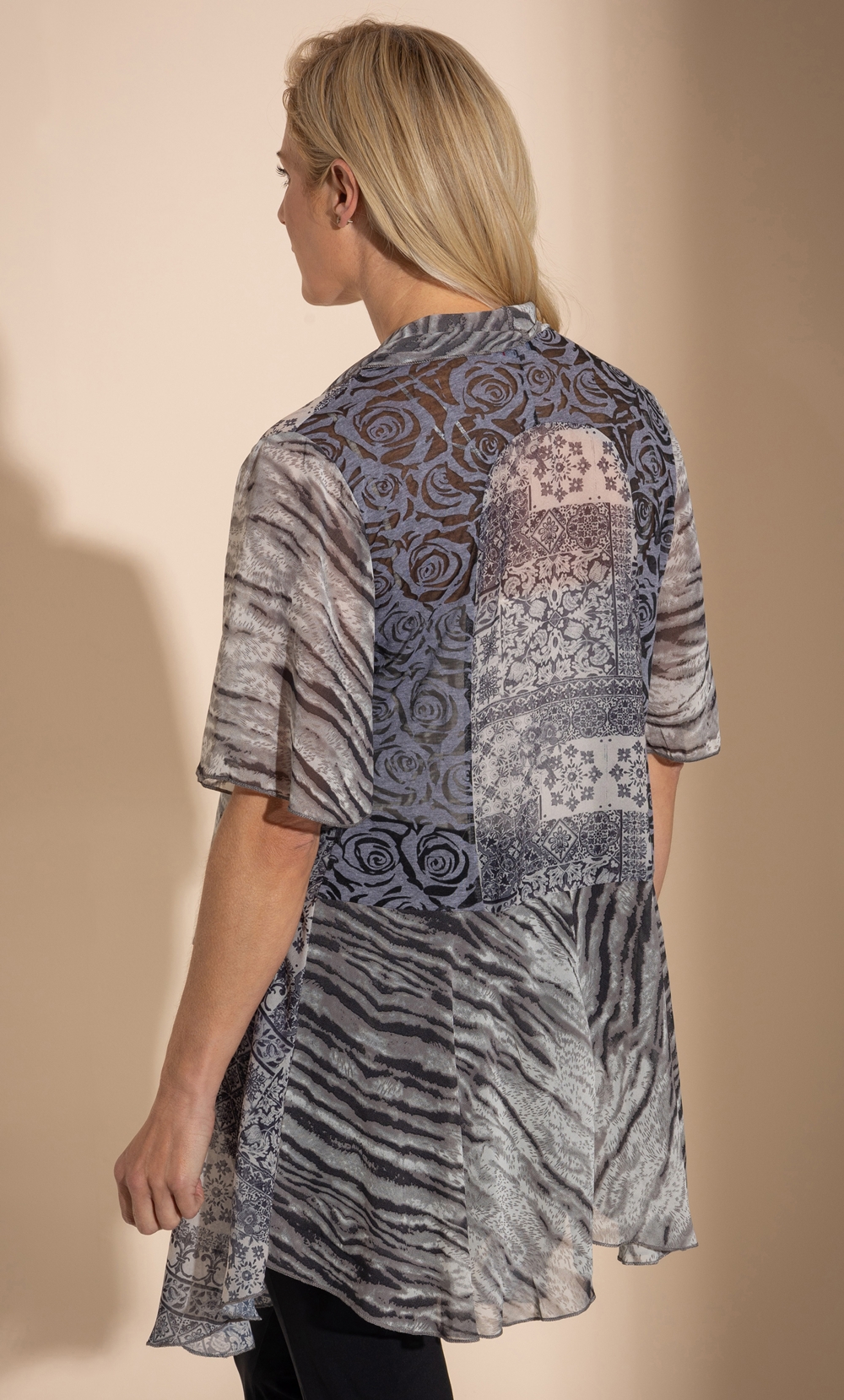 Printed Drape Front Lightweight Cover Up