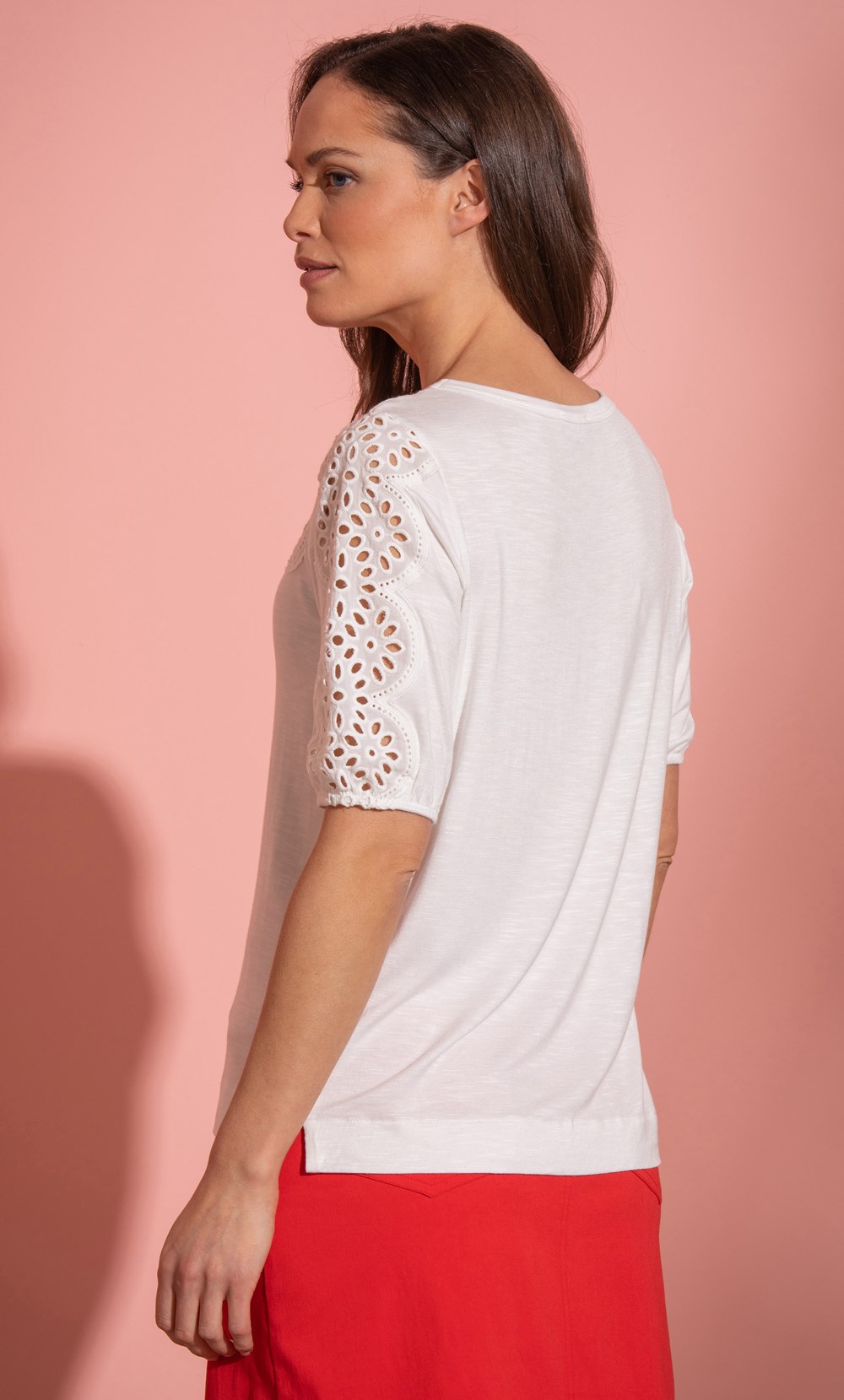 Eyelet Embroidered Short Sleeve Top