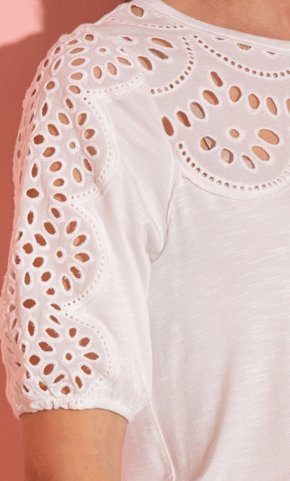 Eyelet Embroidered Short Sleeve Top