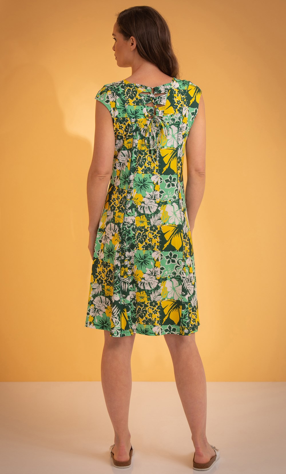Floral Print Panelled Stretch Dress
