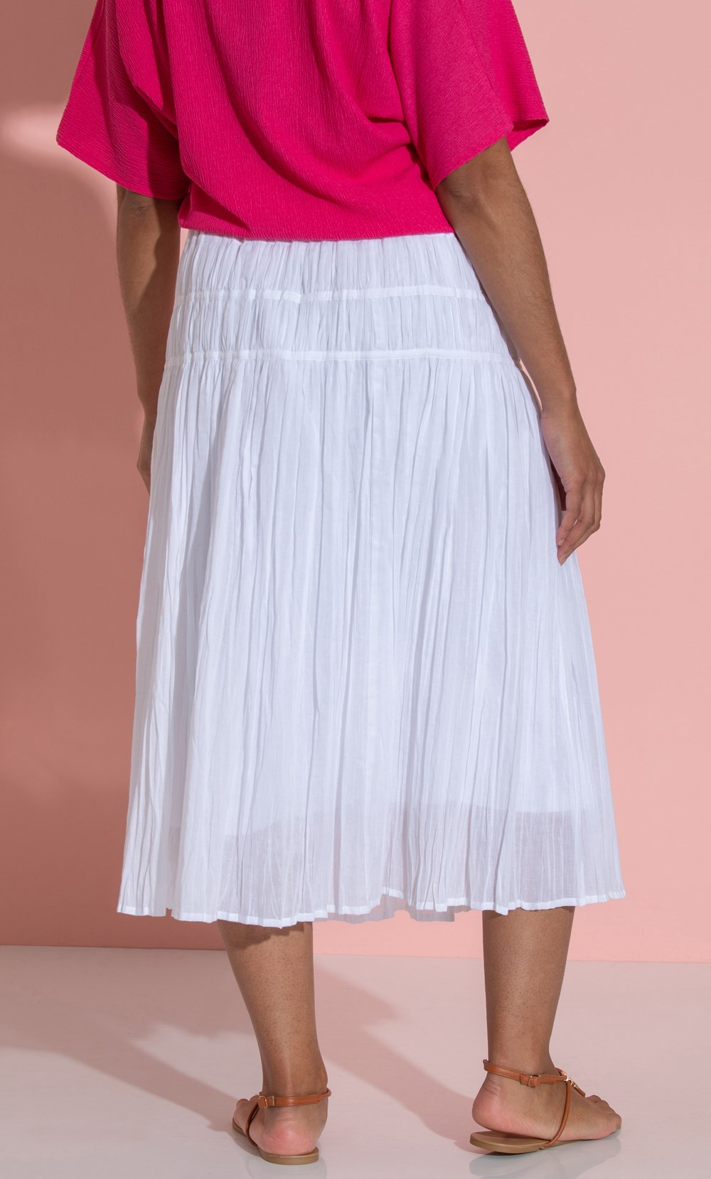Pull On Crinkle Cotton Boho Midaxi Skirt
