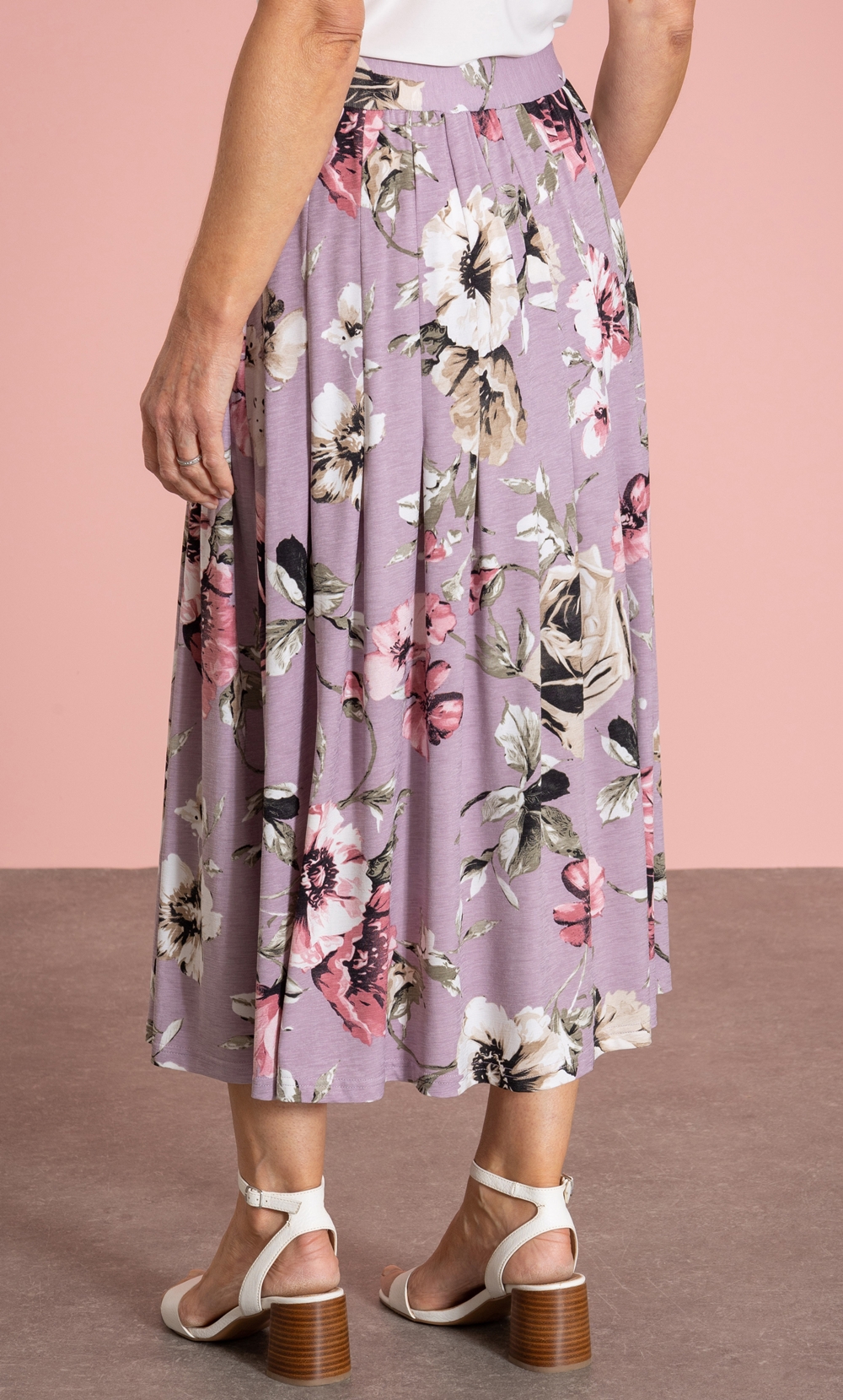 Anna Rose Floral Print Jersey Midi Skirt