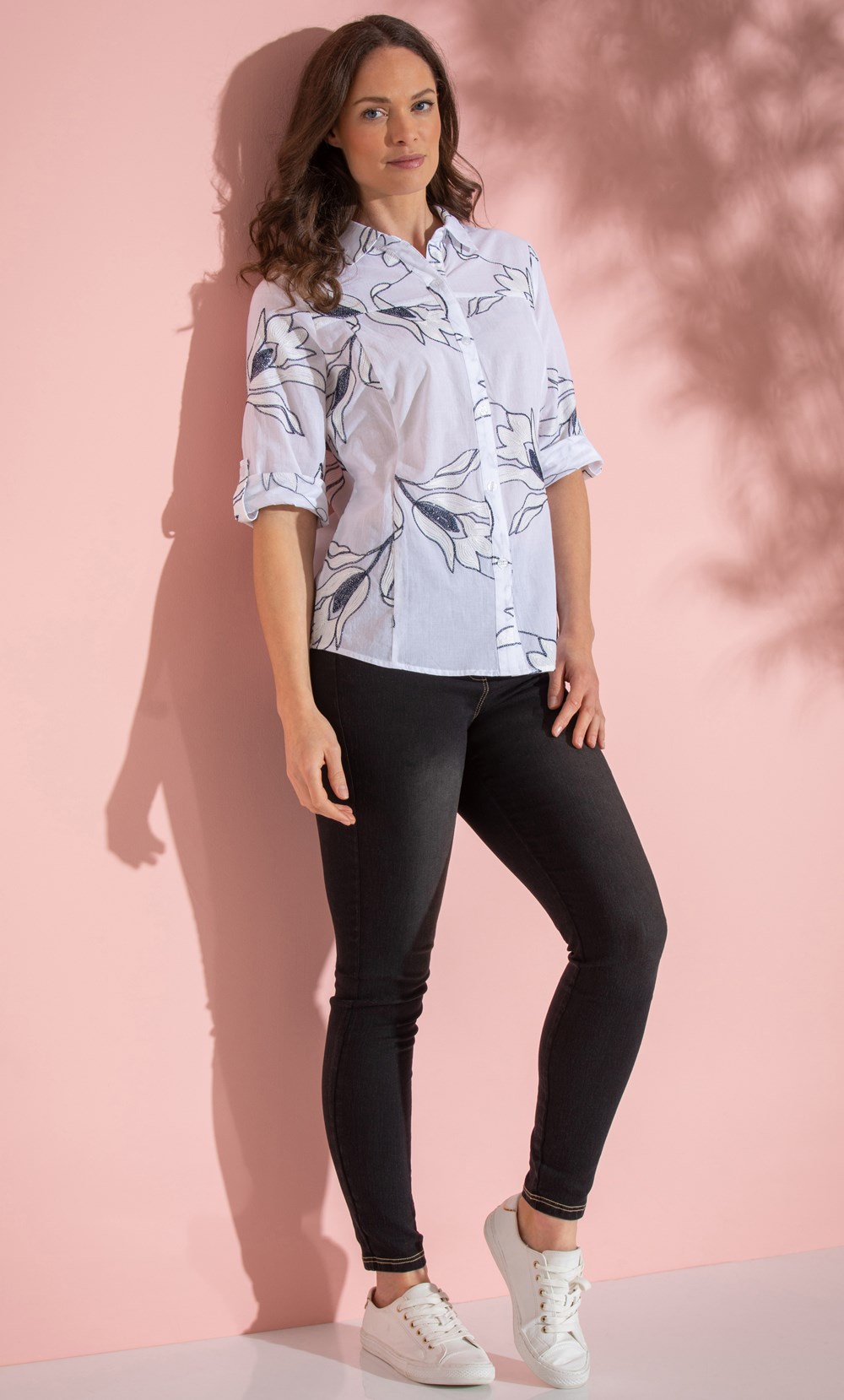 Shimmer Embroidered Cotton Blouse