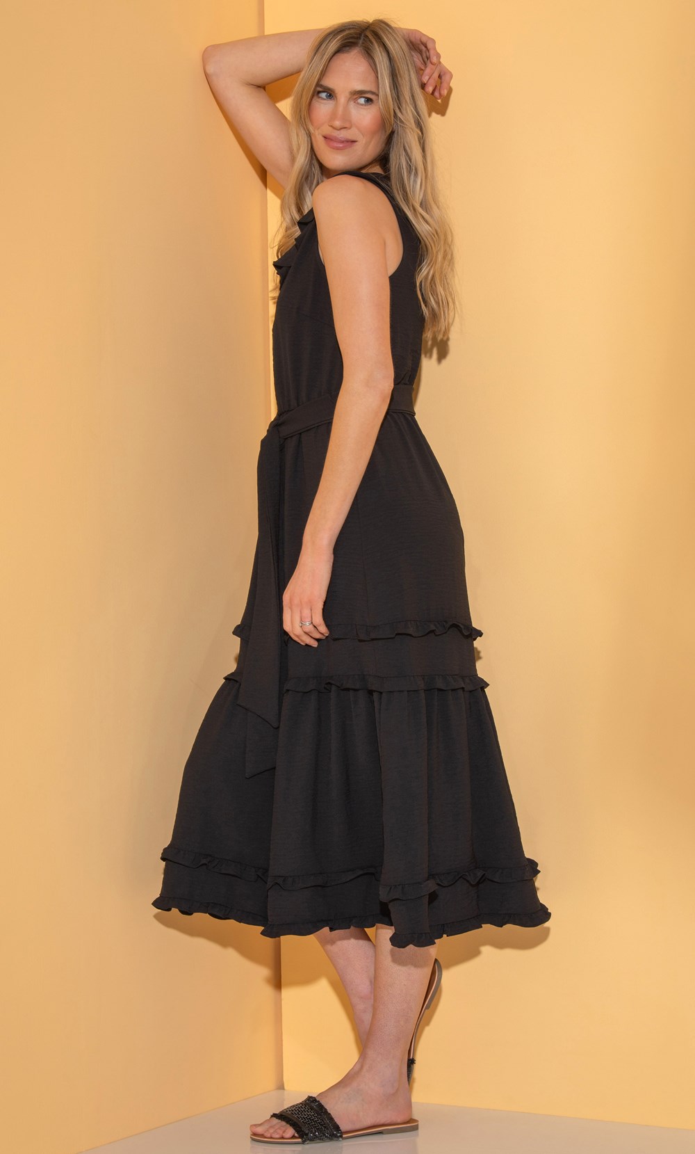 Brands - Klass Sleeveless Ruffle Midaxi Dress Black Women’s