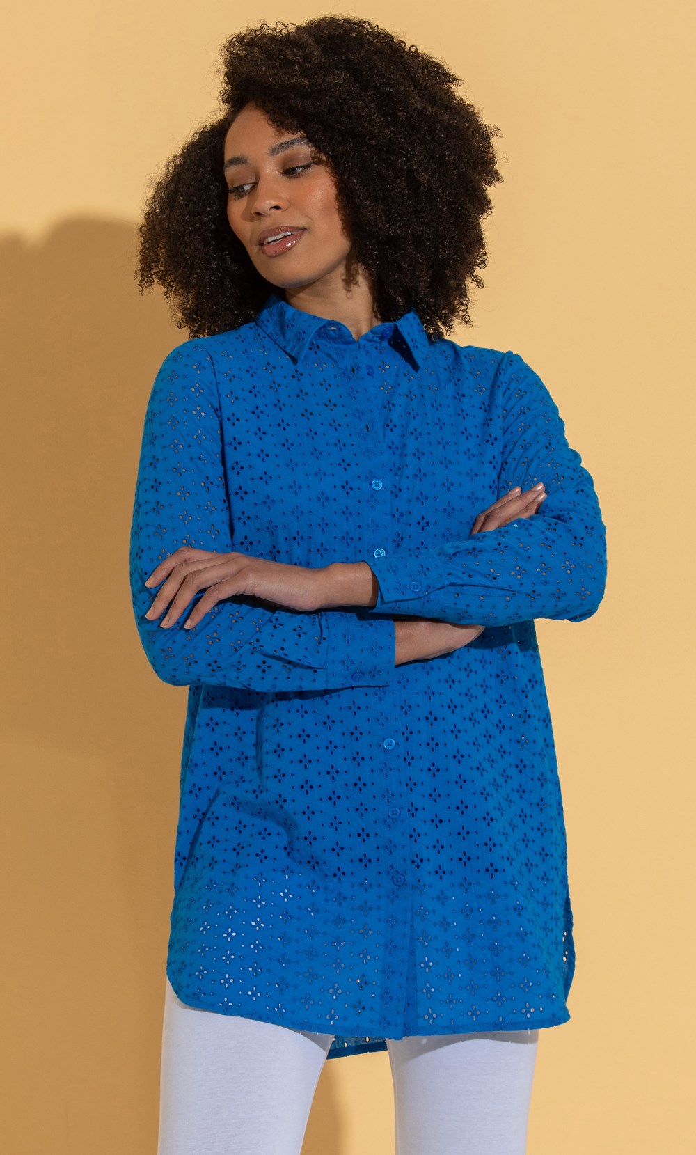 Embroidered Eyelet Cotton Shirt