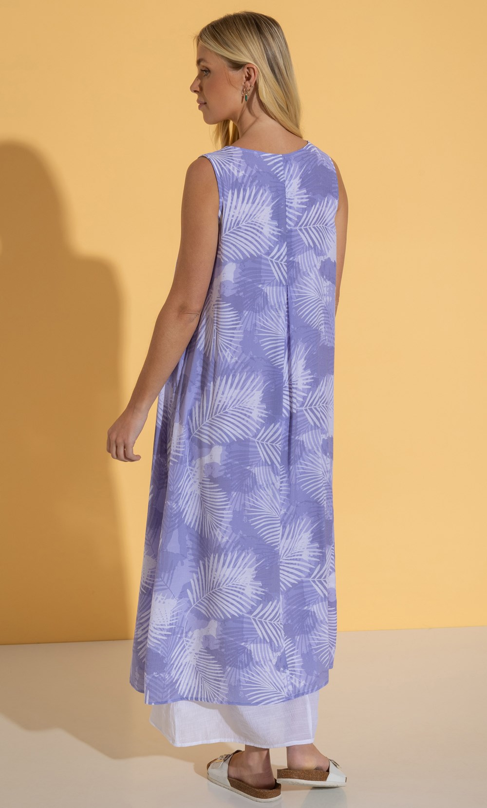 Sleeveless Layered Botanical Print Maxi Dress