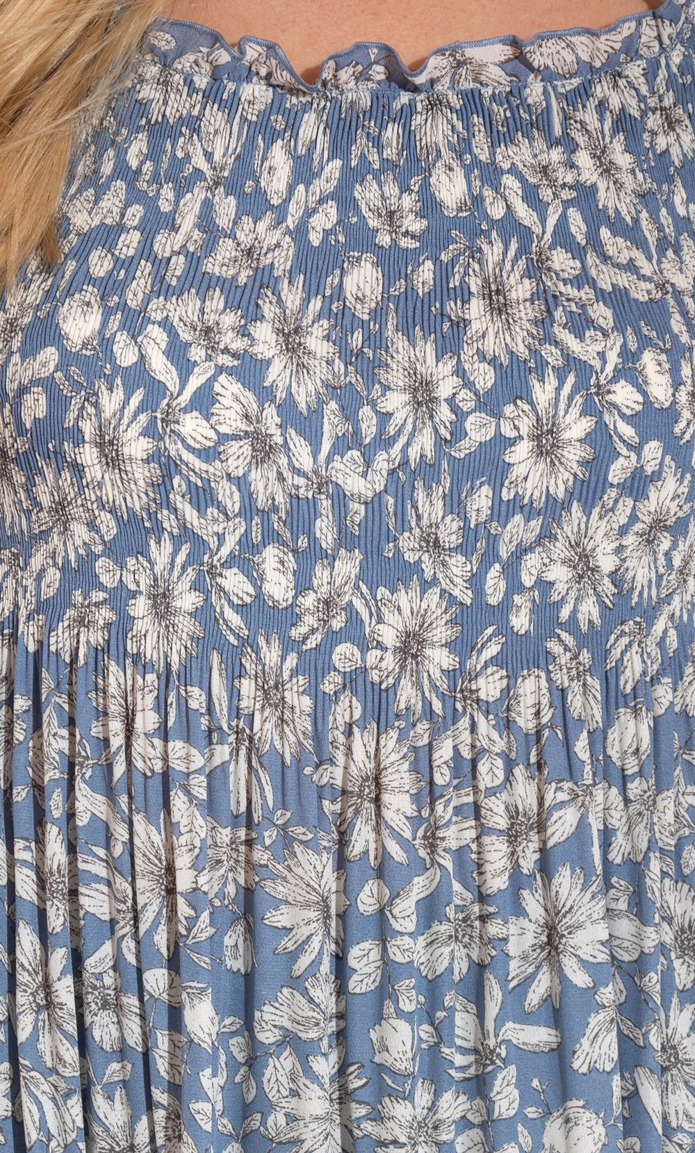 Pleated Floral Printed Georgette Top