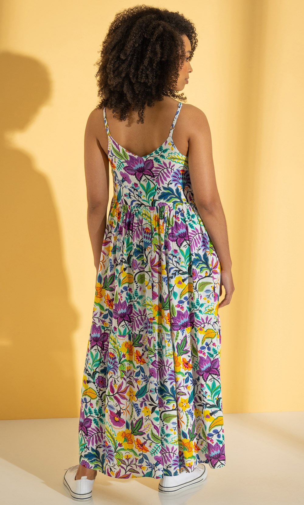 Floral Print Relaxed Fit Strappy Maxi Dress