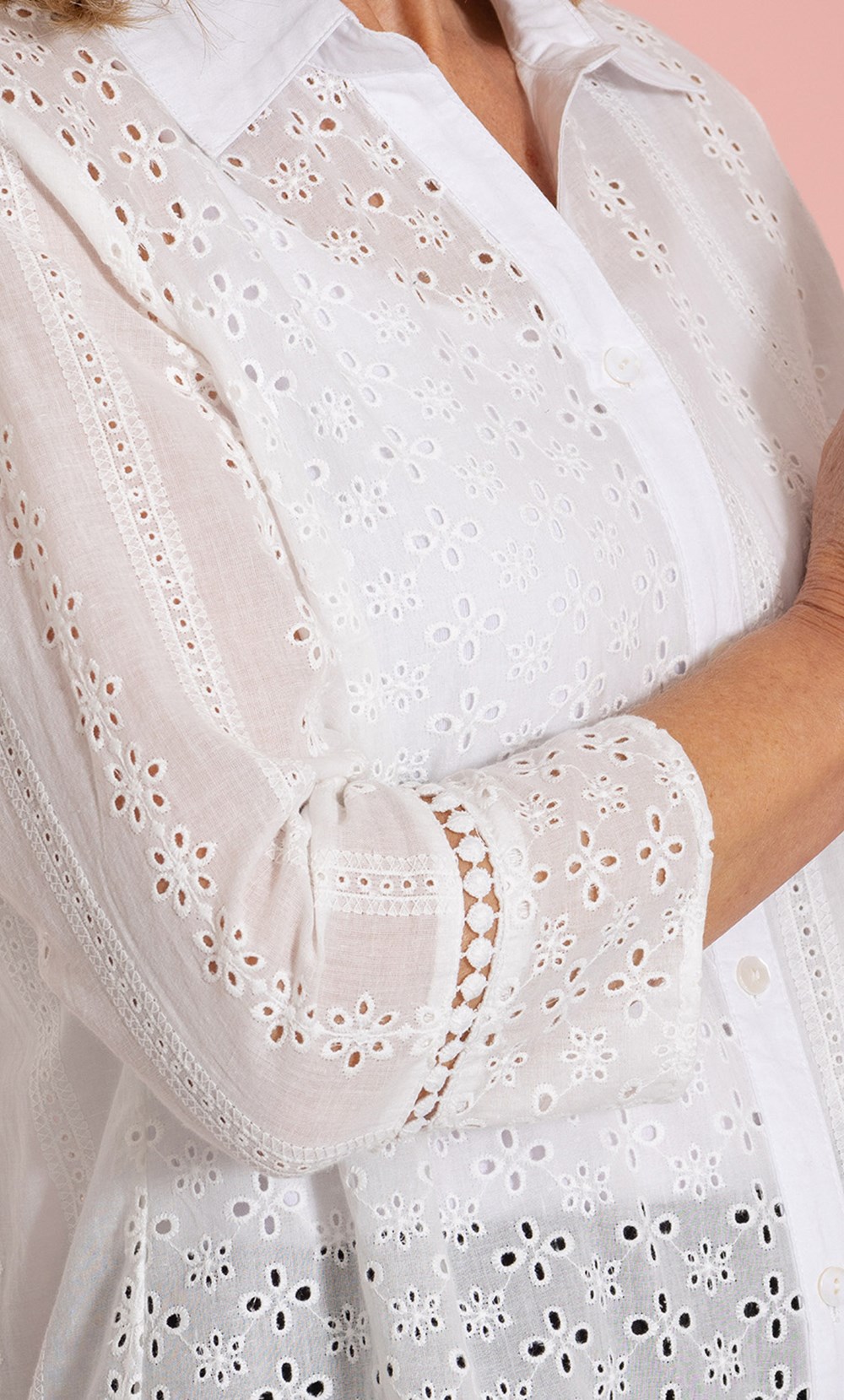 Anna Rose Embroidered Eyelet Cotton Shirt