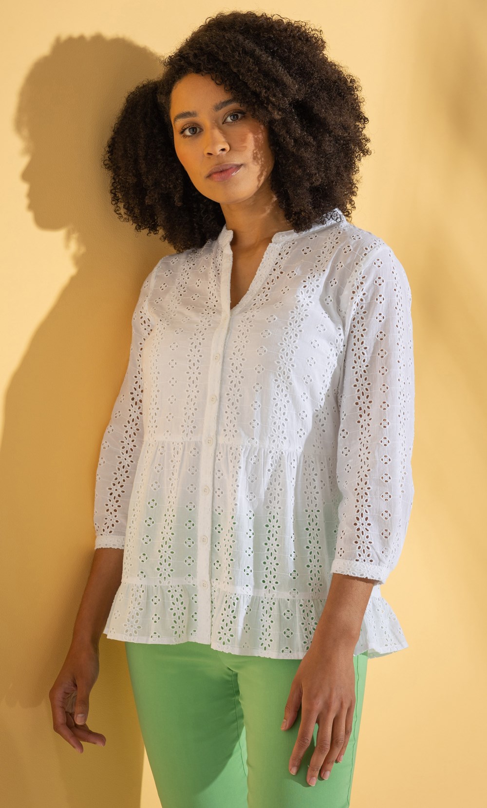 Embroidered Eyelet Cotton Shirt