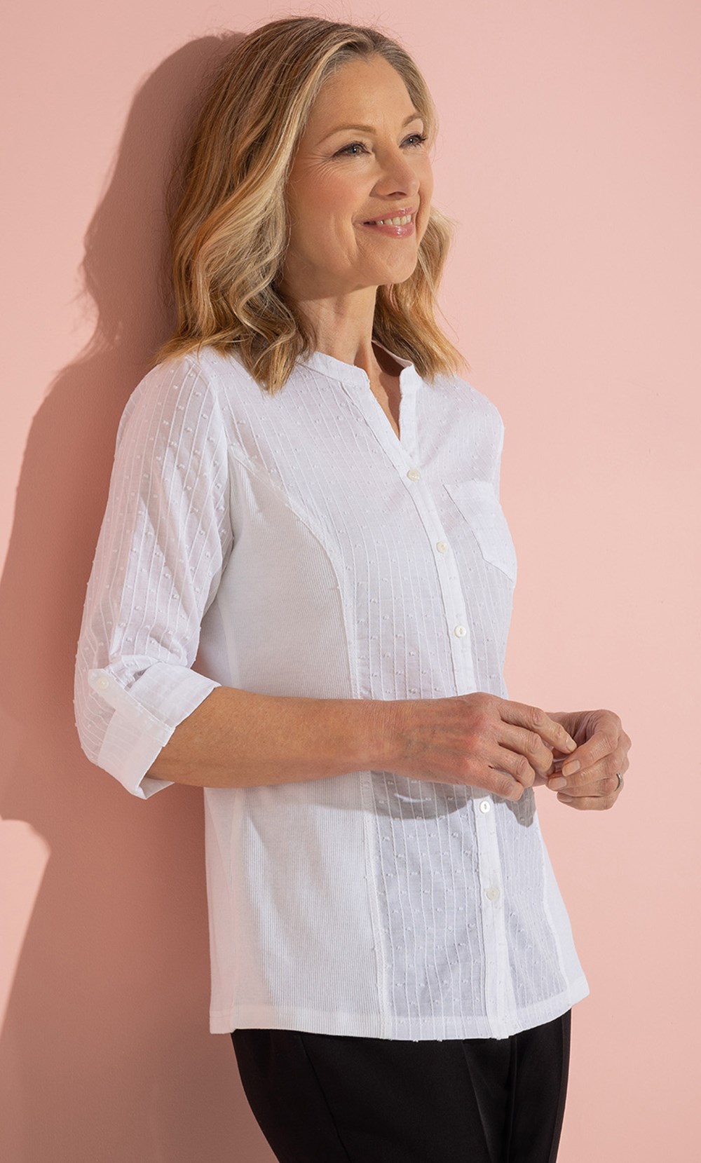Anna Rose Textured Panelled Blouse