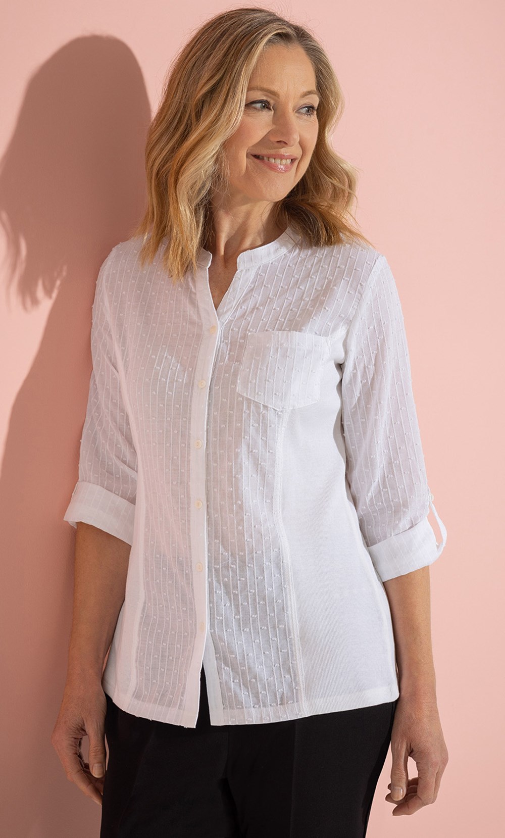 Anna Rose Textured Panelled Blouse