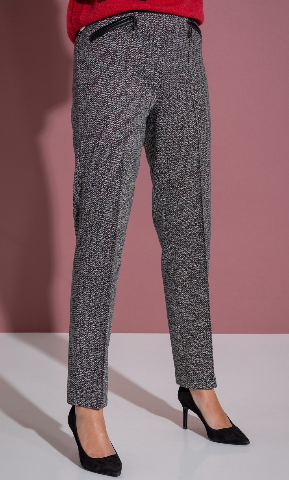 Slim Leg Pull On Jacquard Knit Trousers