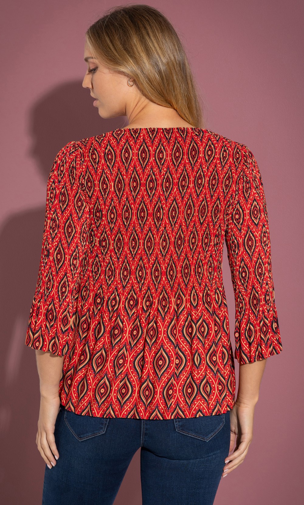 Pleated Print Top