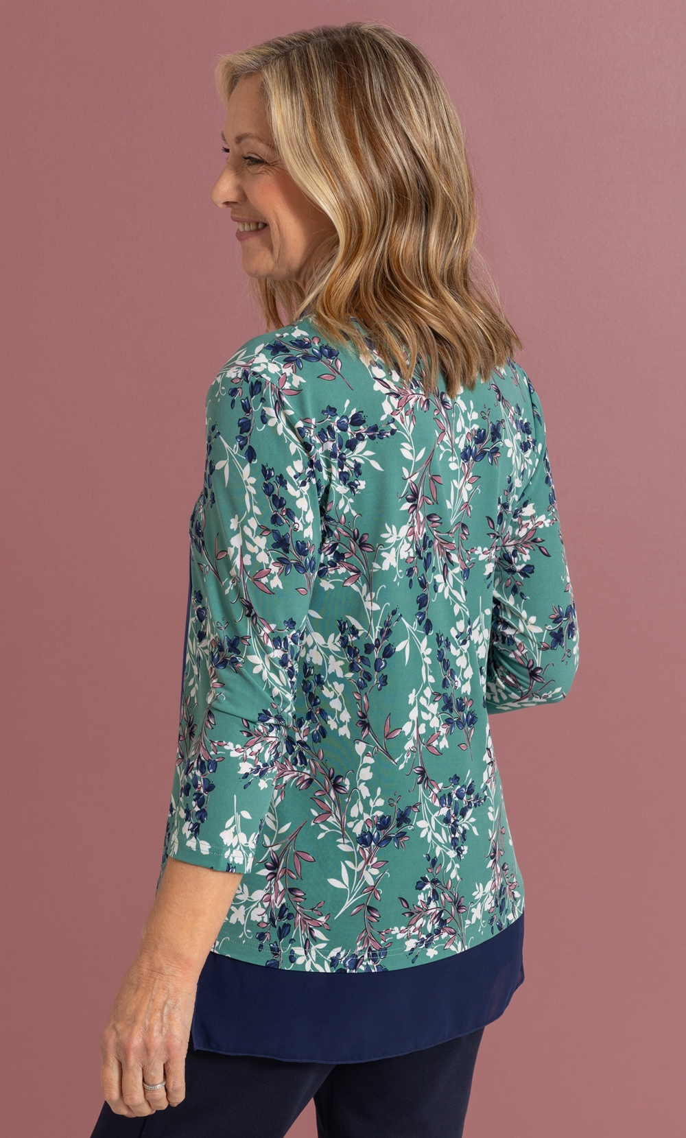 Anna Rose Floral Print Tunic Top With Scarf