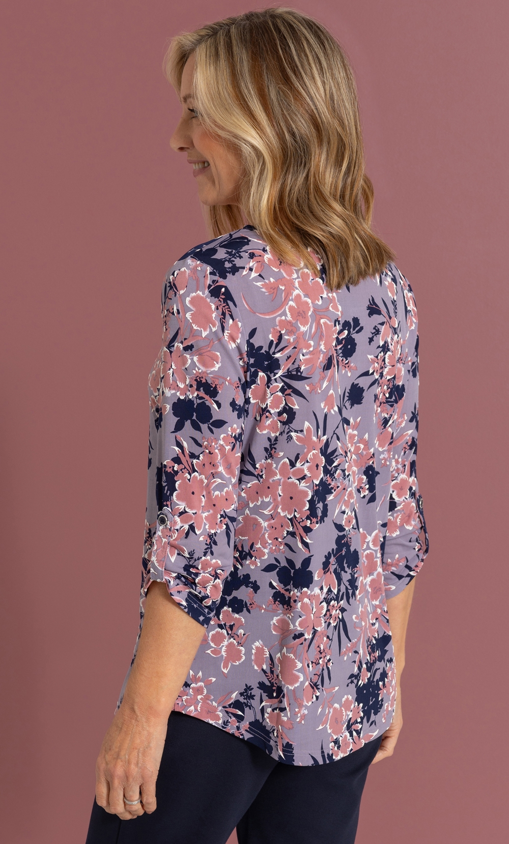 Anna Rose Textured Floral Print Jersey Tunic Top