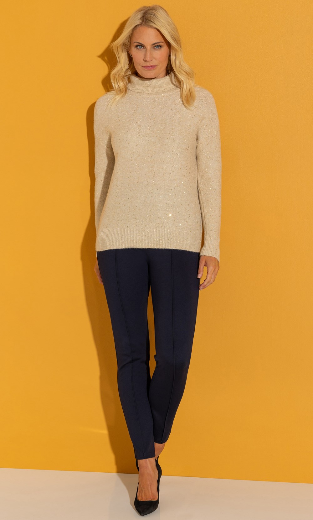 Metallic Knitted Roll Neck Jumper