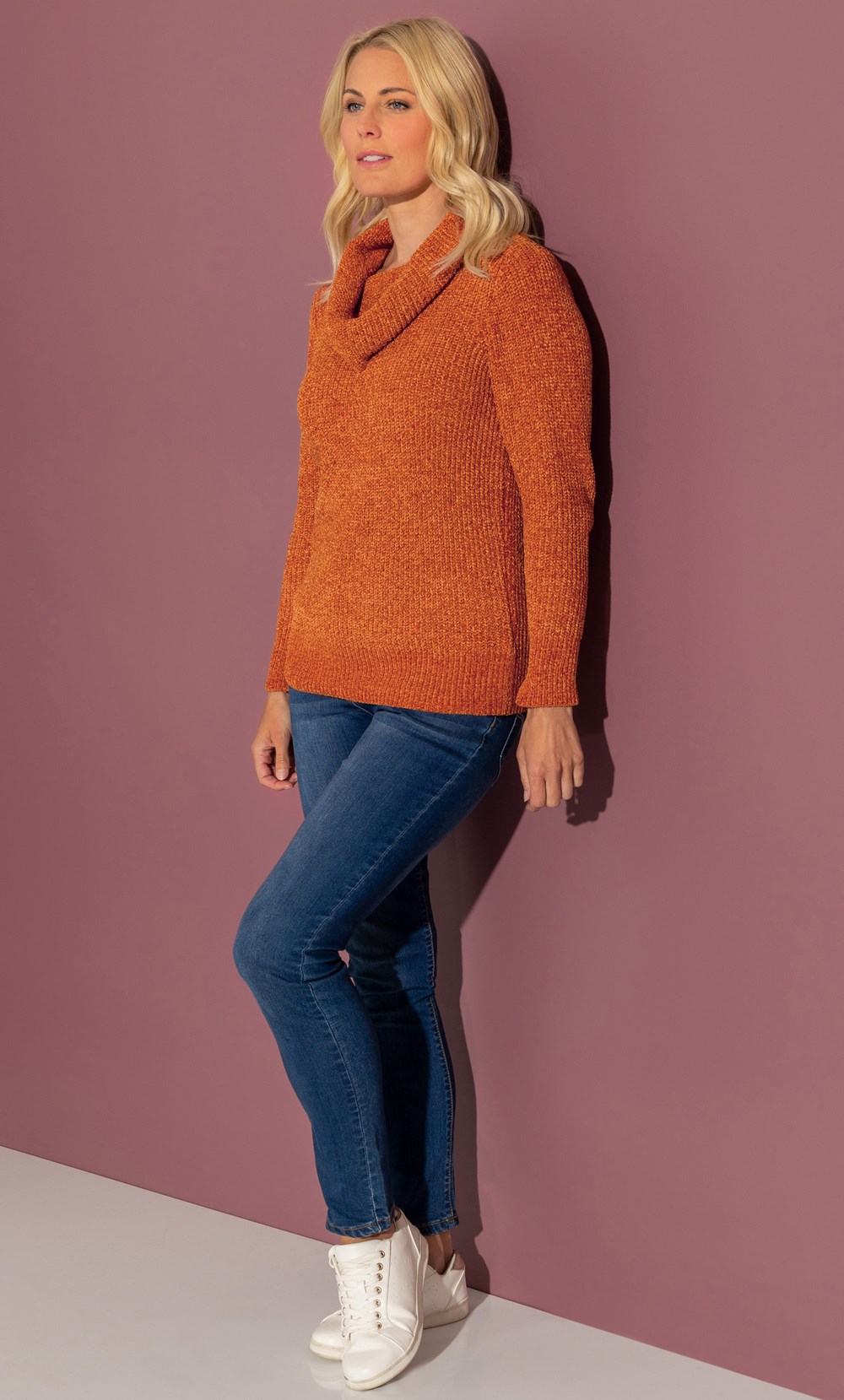 Cowl Neck Long Sleeve Chenille Jumper