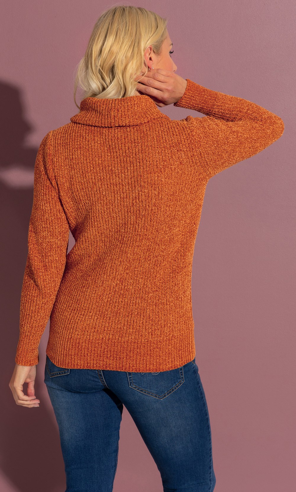 Cowl Neck Long Sleeve Chenille Jumper