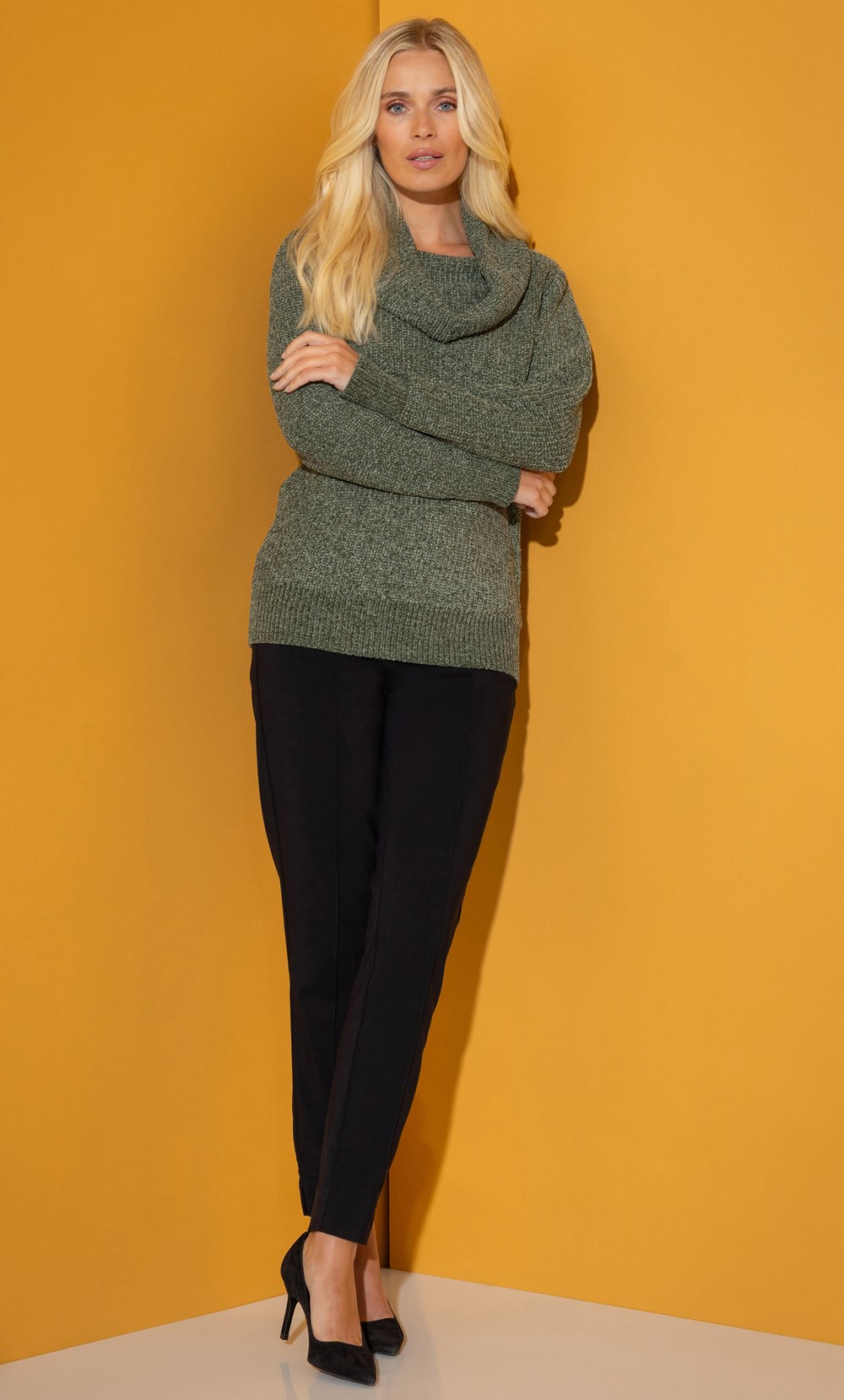 Cowl Neck Long Sleeve Chenille Jumper