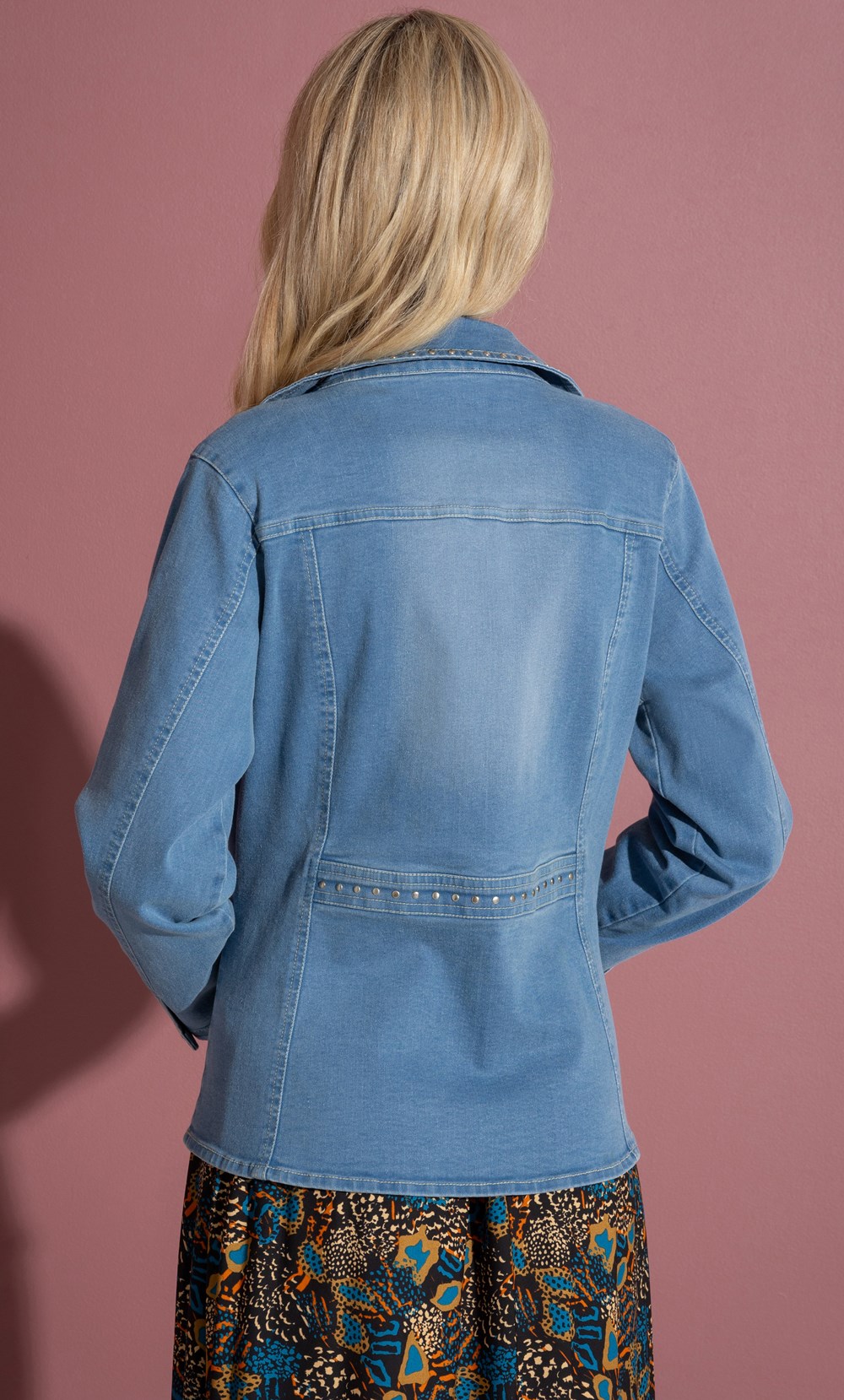 Tailored Stud Embellished Denim Jacket