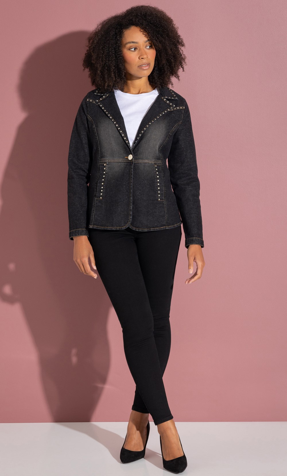 Brands - Klass Tailored Stud Embellished Denim Jacket Black Women’s
