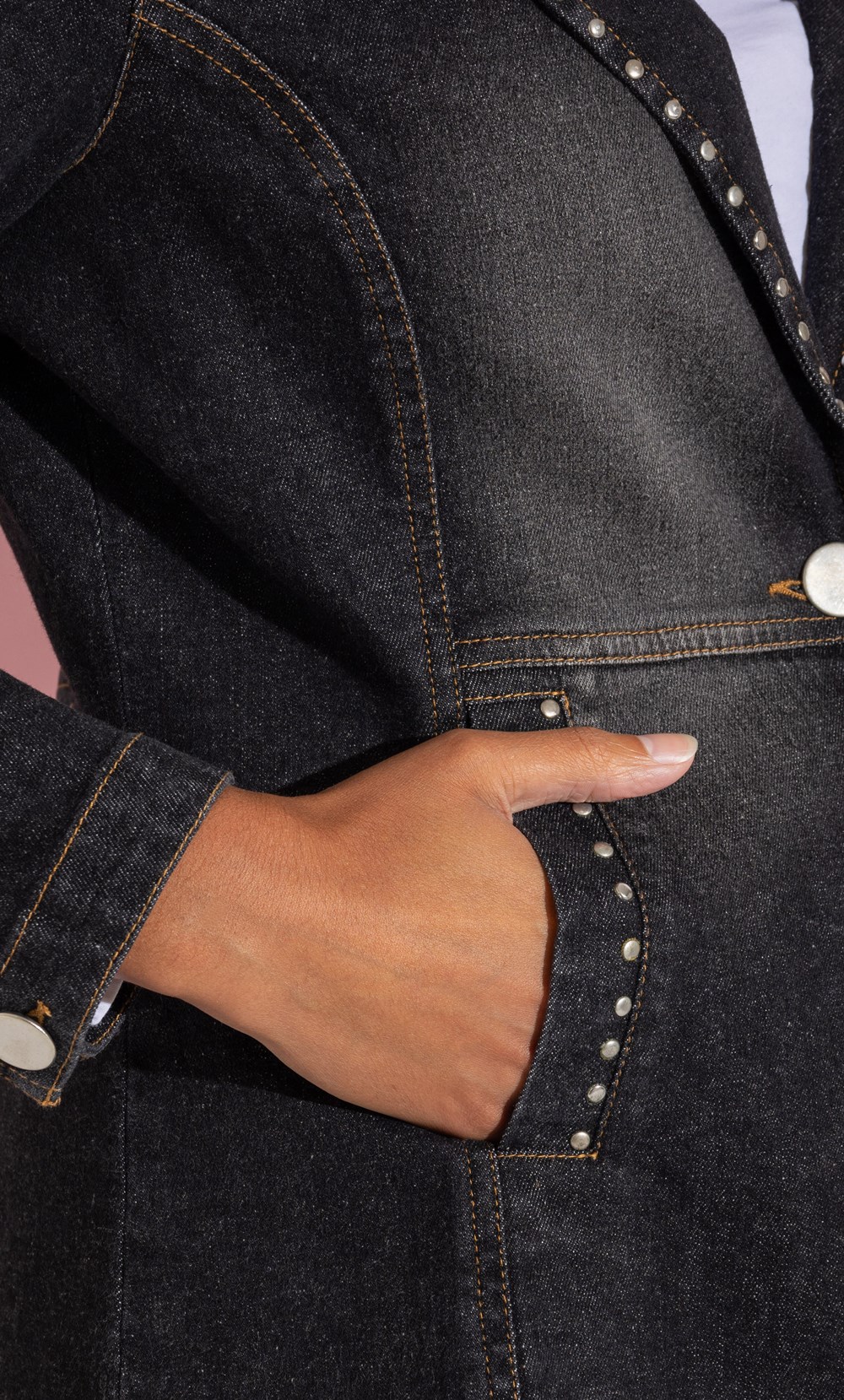 Tailored Stud Embellished Denim Jacket