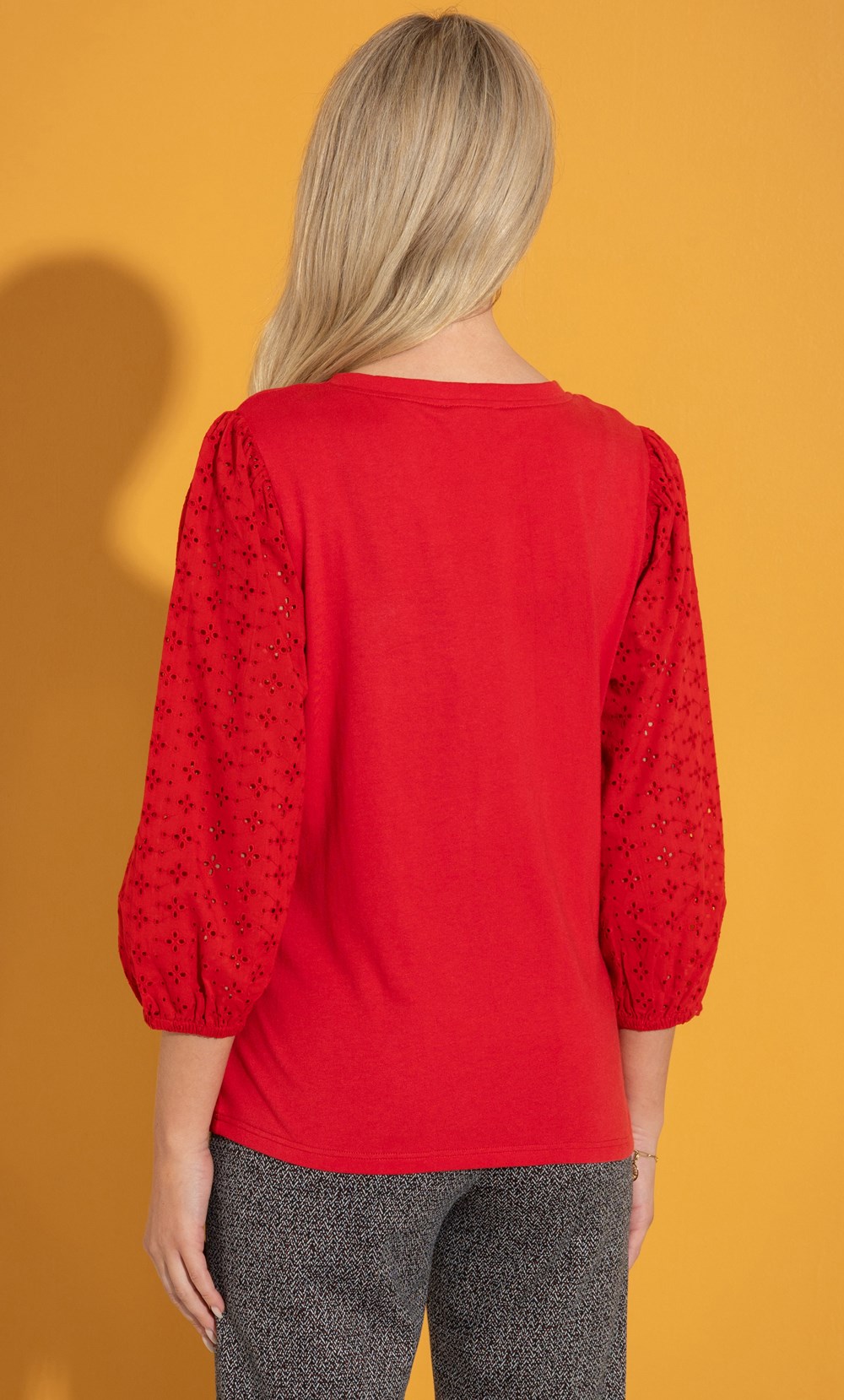 Broderie Anglaise Blouson Sleeve Top