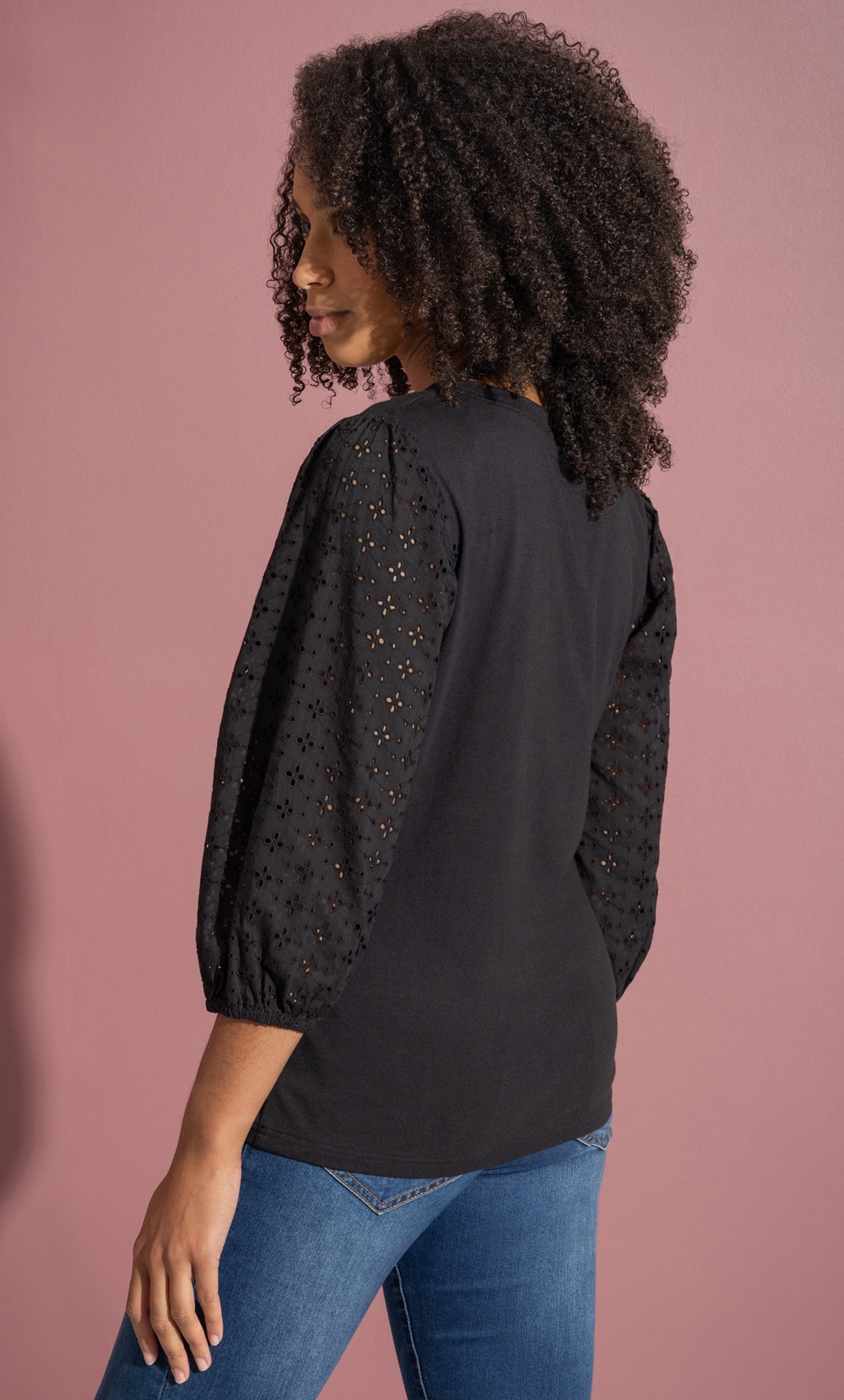 Broderie Anglaise Blouson Sleeve Top