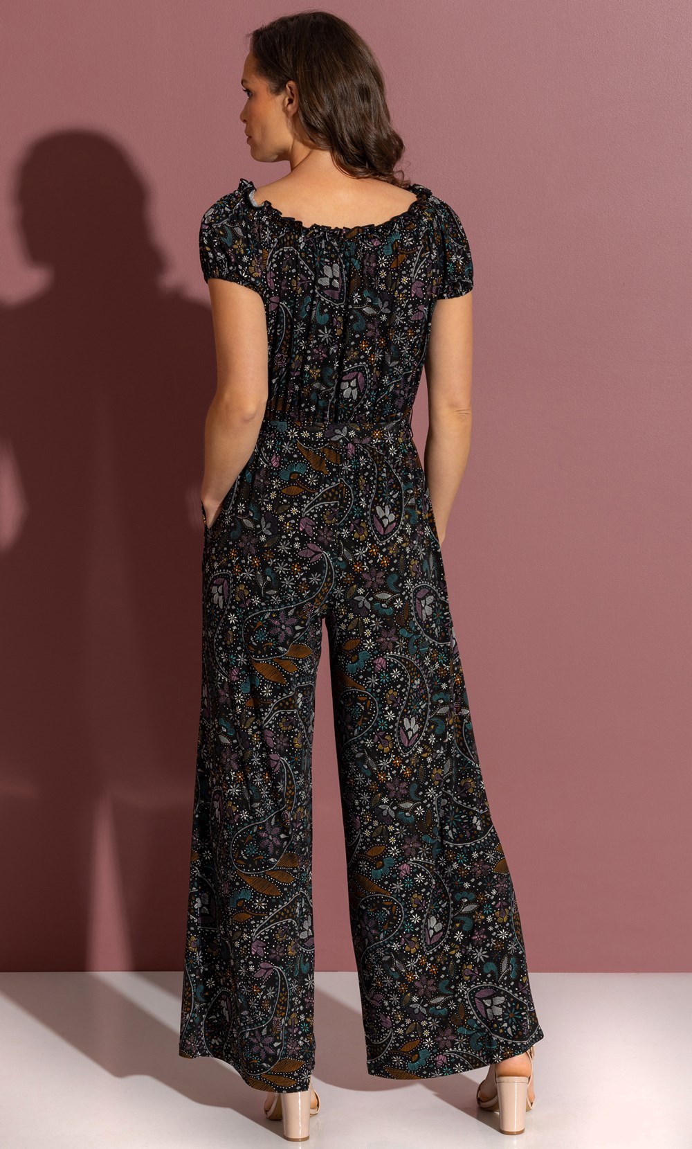 Paisley Print Jersey Bardot Jumpsuit