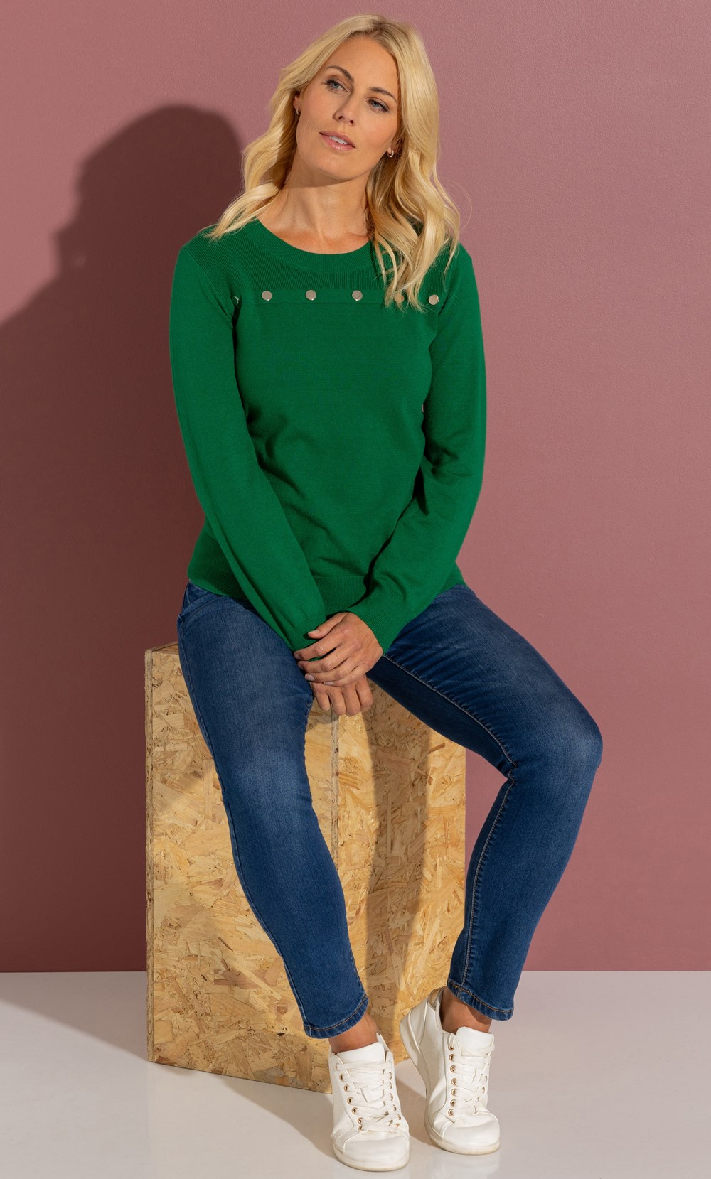 Stud Trim Long Sleeve Jumper