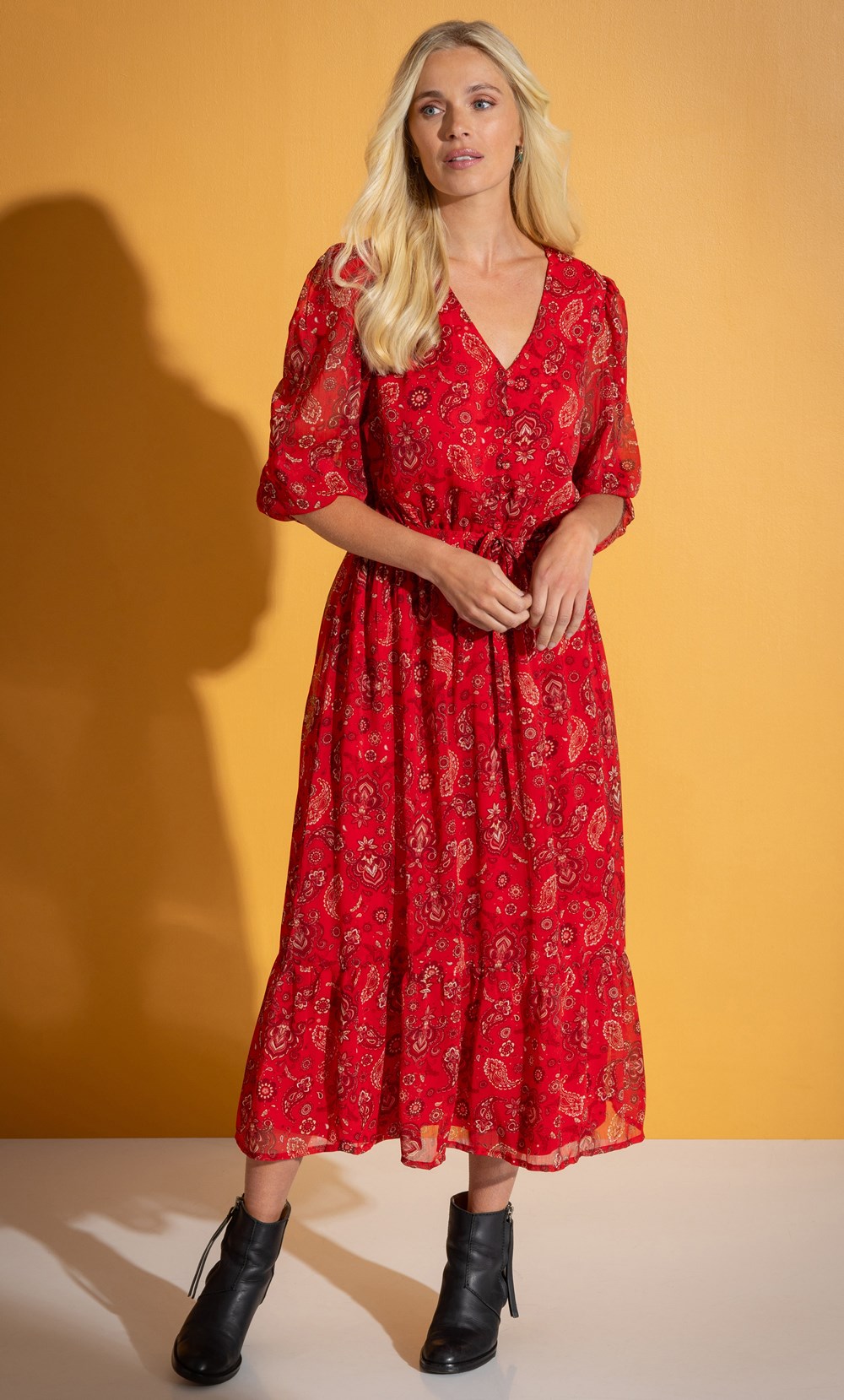 Paisley Print Chiffon Maxi Dress