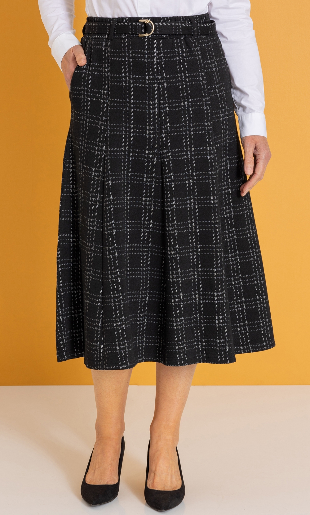 Anna Rose Check Printed Midi Skirt