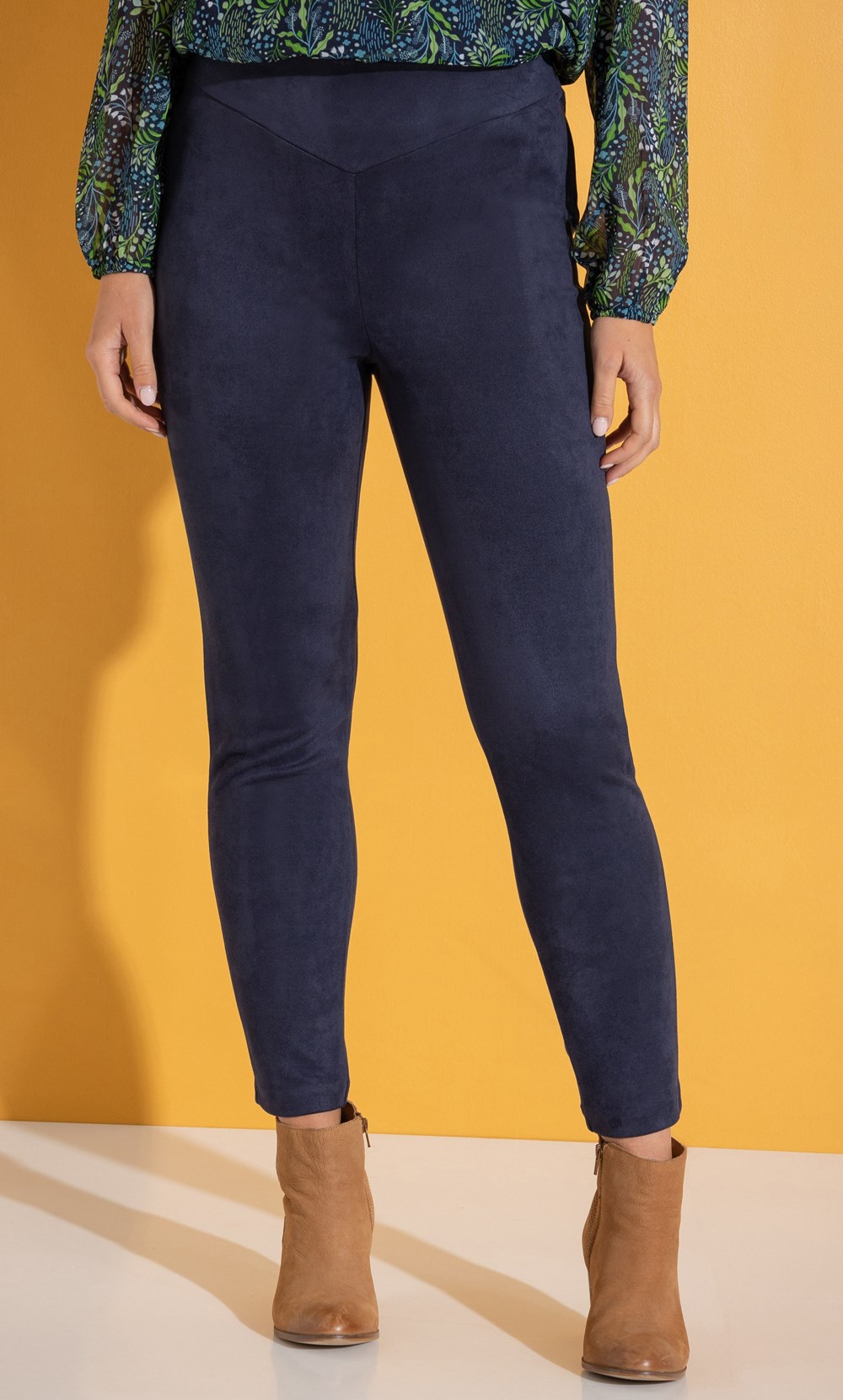 Suedette Slim Leg Pull On Trousers