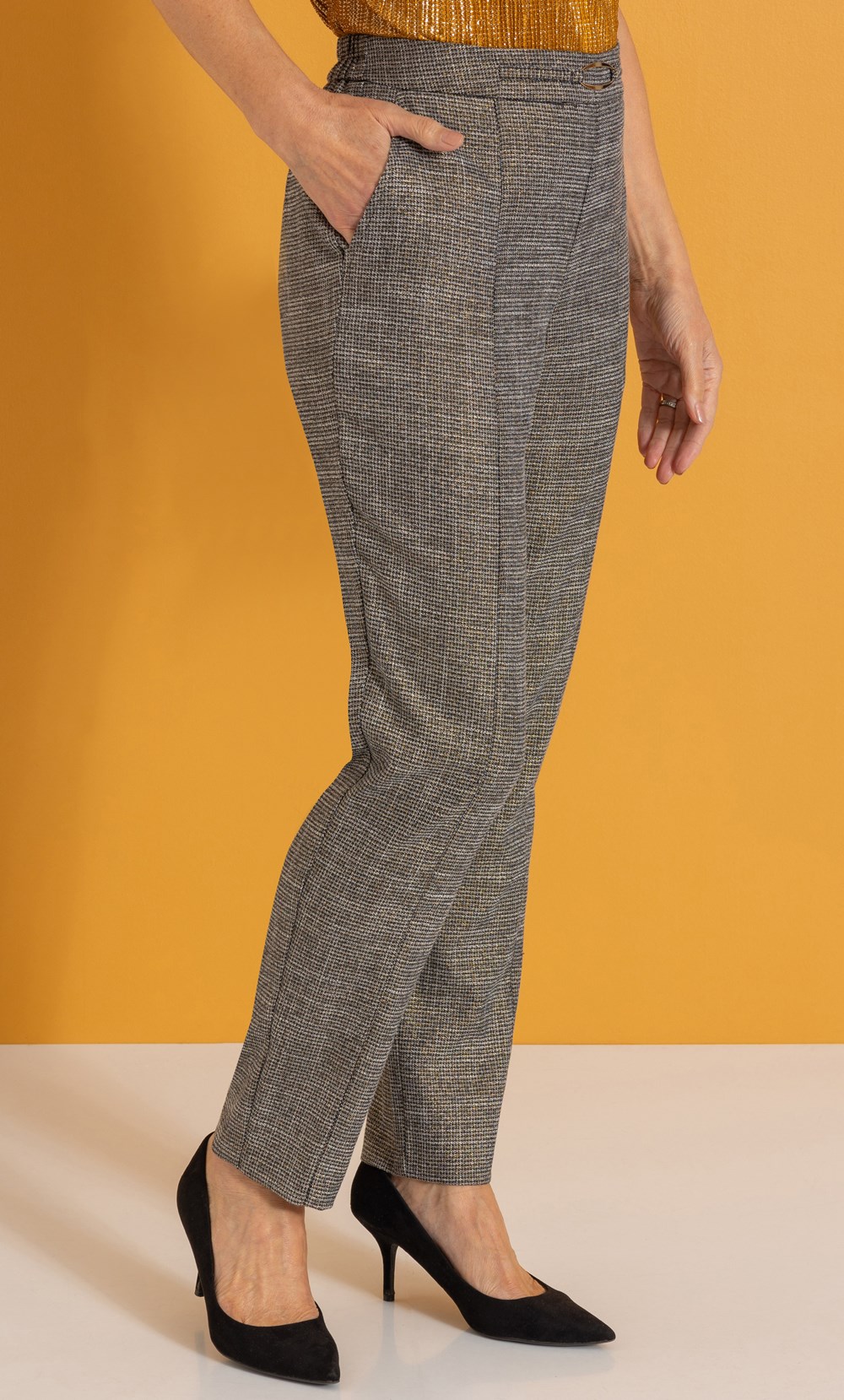 Anna Rose Printed Check Shimmer Trousers