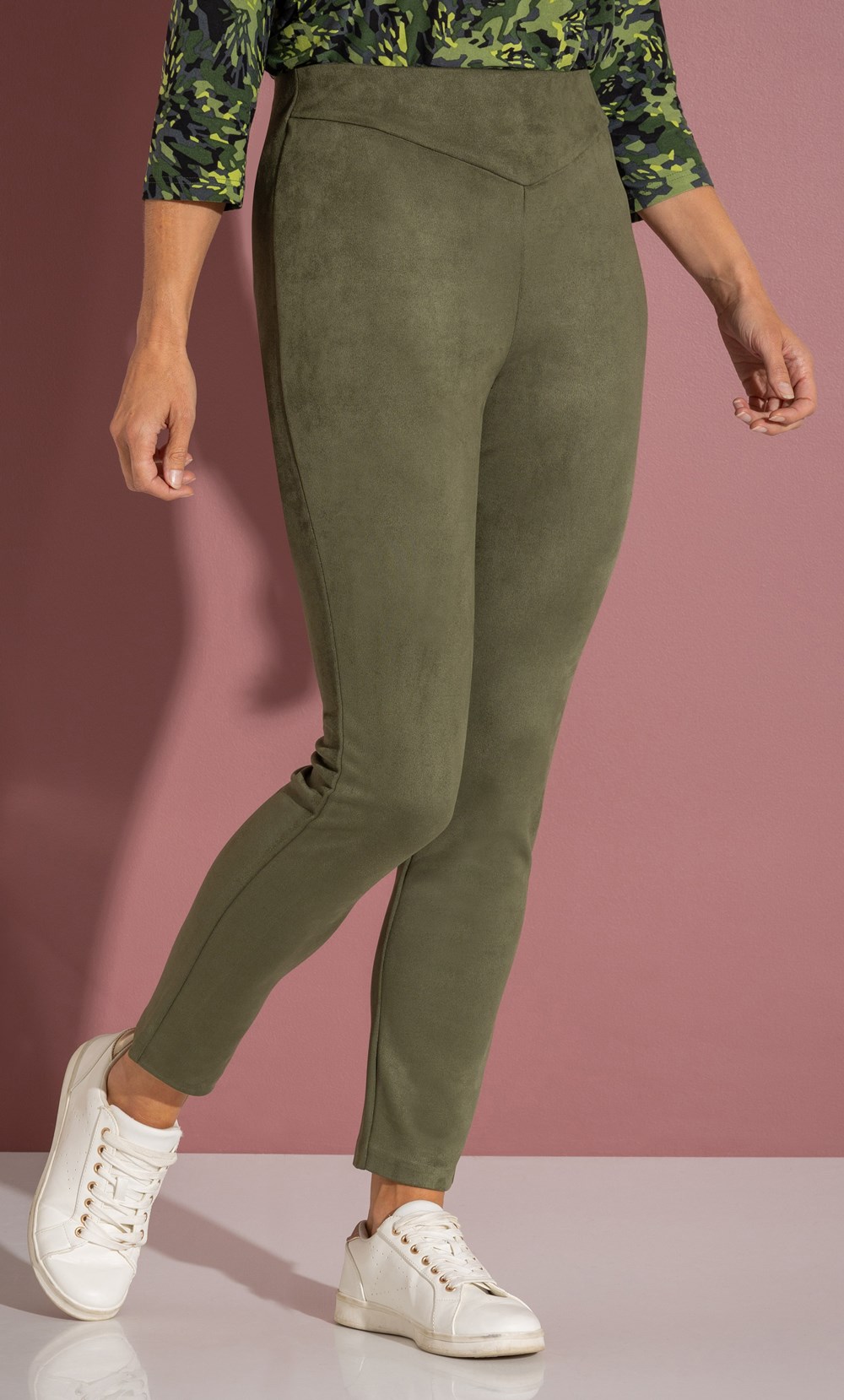Suedette Slim Leg Pull On Trousers