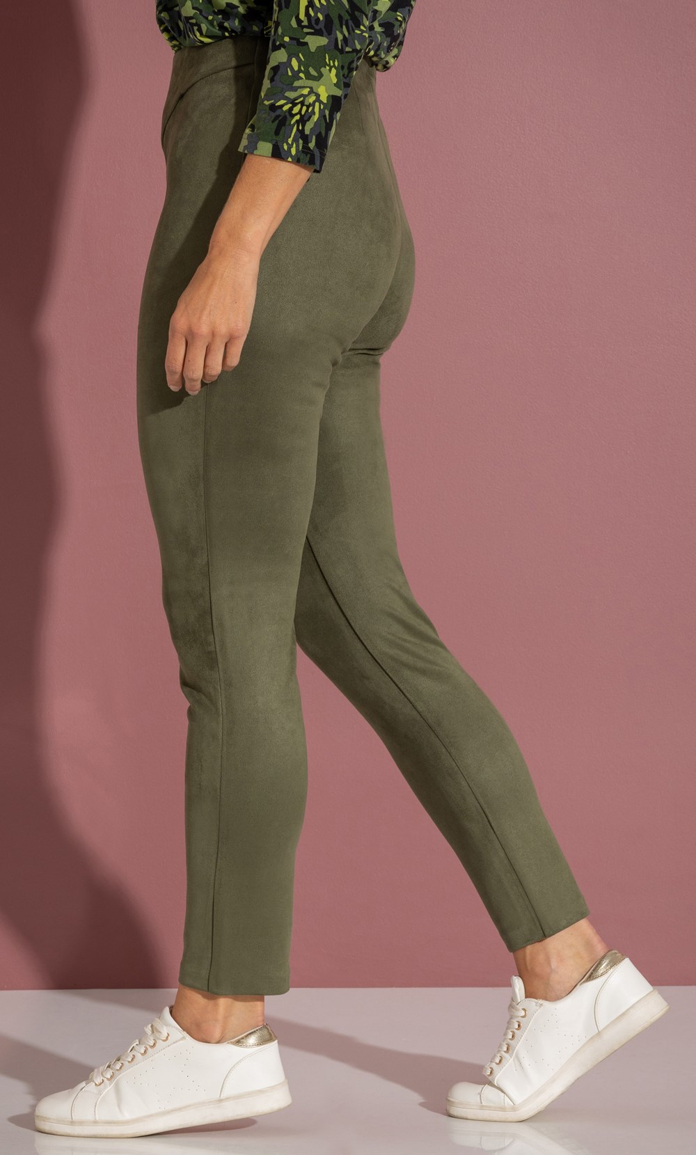 Suedette Slim Leg Pull On Trousers