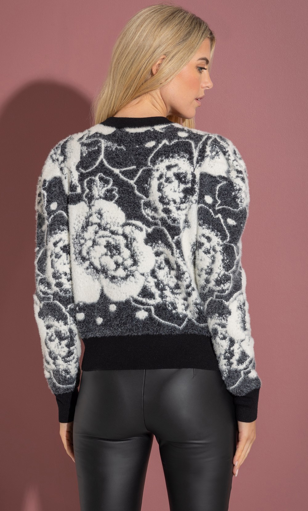 Floral Jacquard Feather  Knitted Jumper