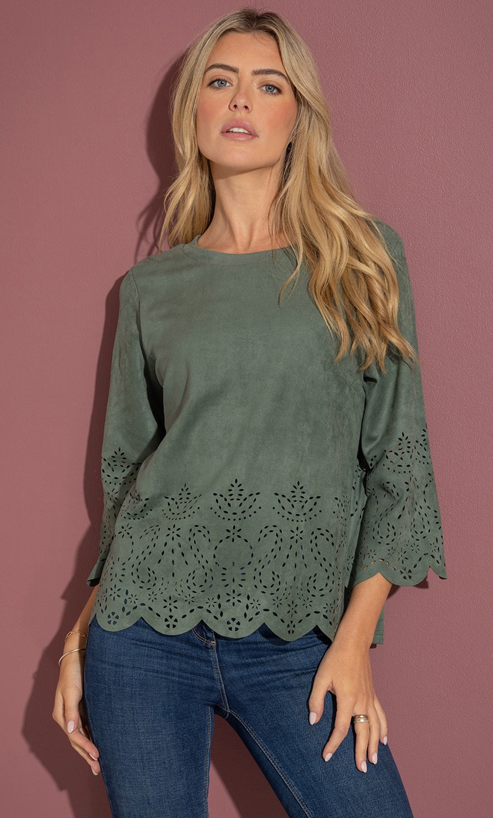 Laser Cut Suedette Top