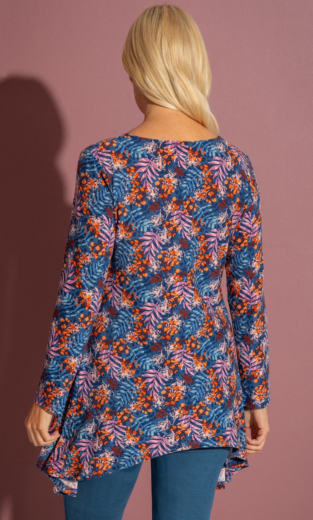 Botanical Print Hanky Hem Tunic