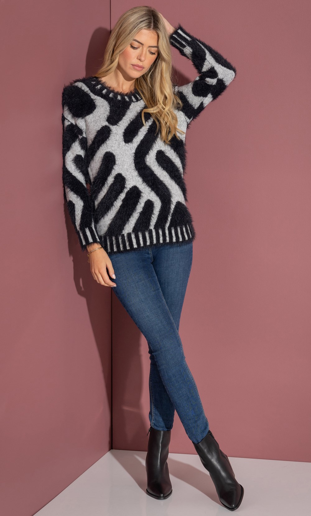 Patterned Feather Knit Jumper