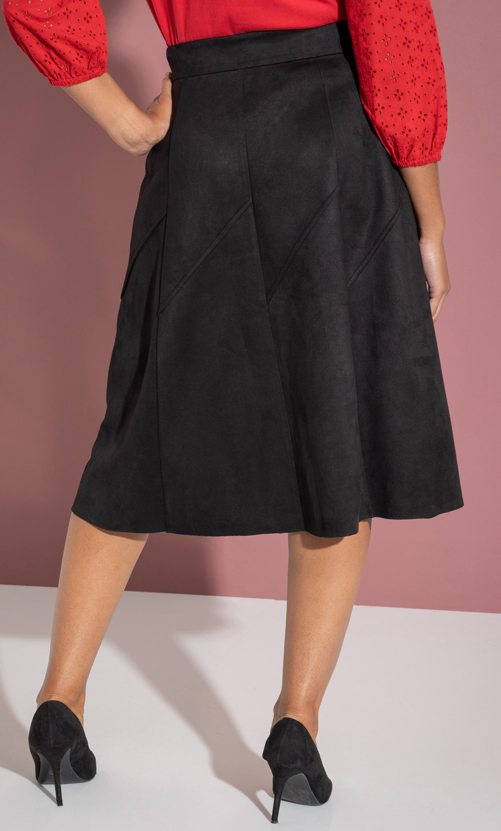 A-line Suedette Midi Skirt