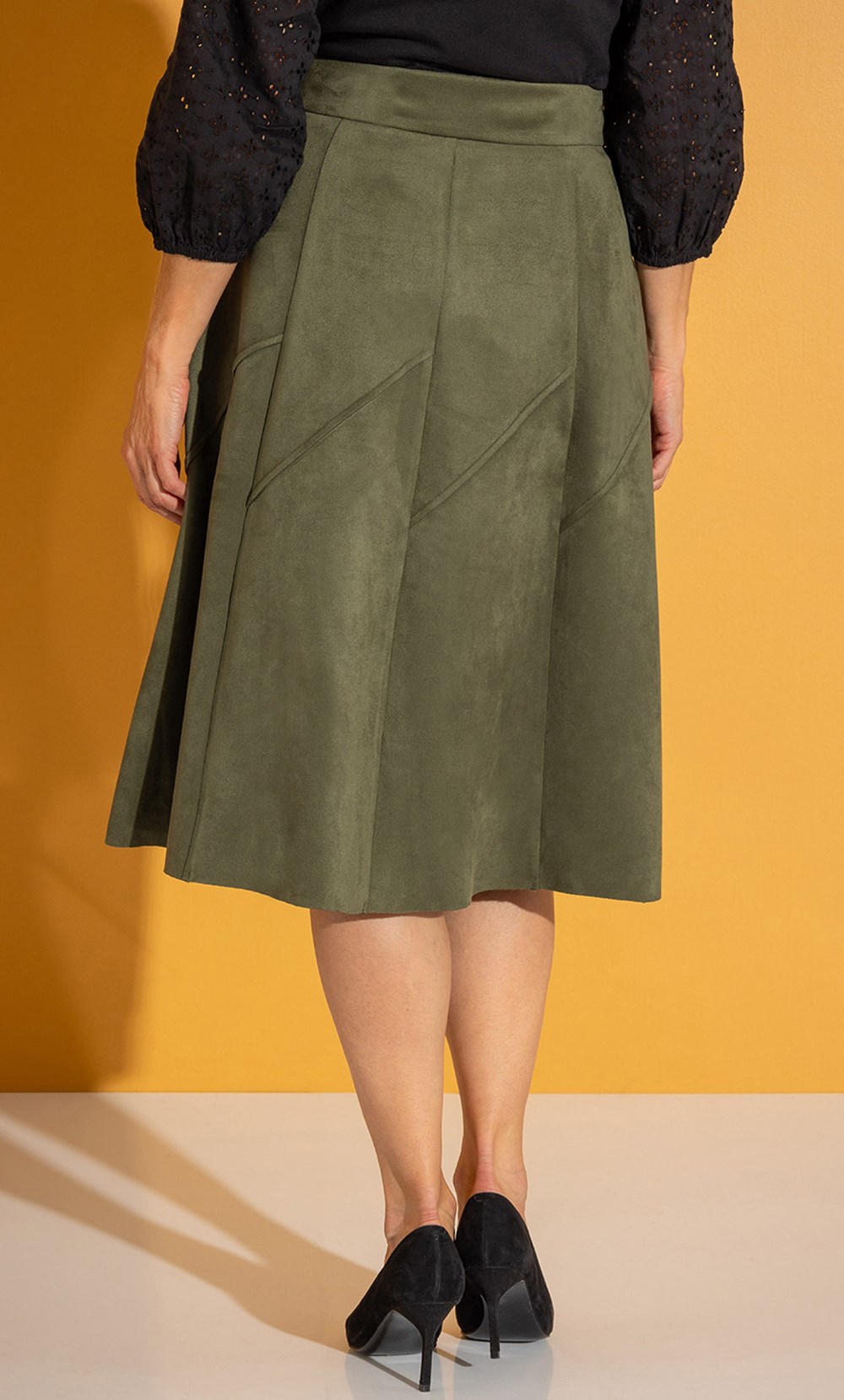 A-line Suedette Midi Skirt