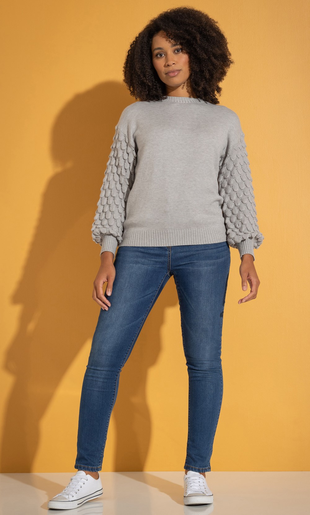 Textured Sleeve Knitted Top