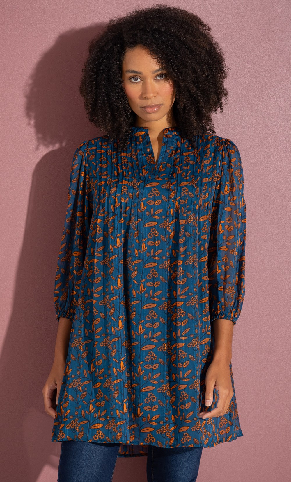 Botanical Print Tunic Top